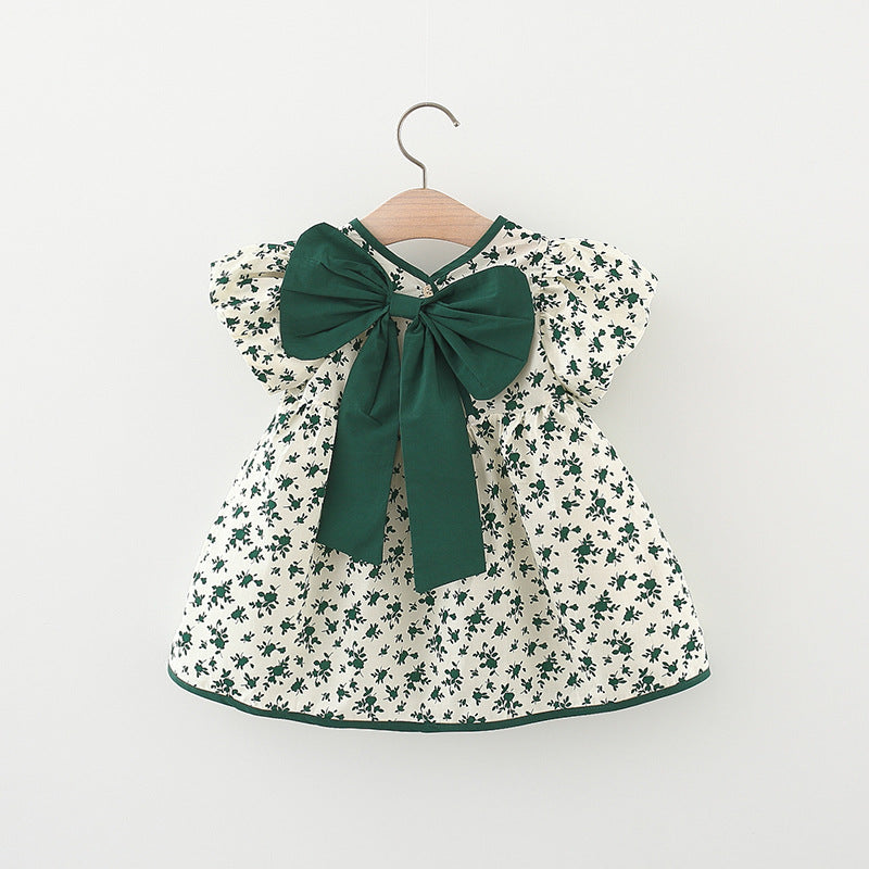 [340269] - Dress Lengan Pendek Balon Anak Perempuan - Motif Ribbon Abstract