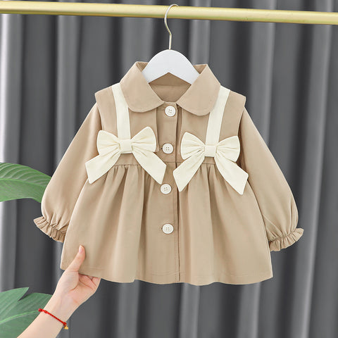 [340278] - Mini Dress Kancing Lengan Panjang Anak Perempuan - Motif Hanging Ribbon