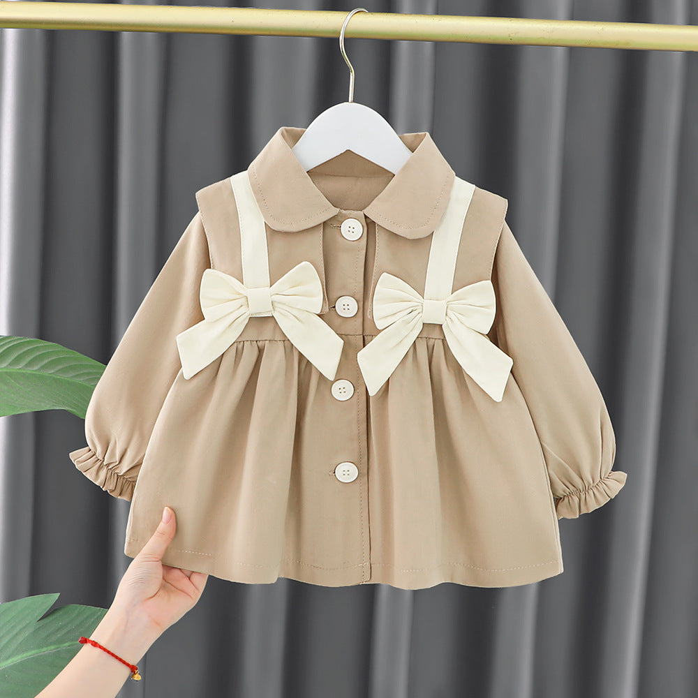 [340278] - Mini Dress Kancing Lengan Panjang Anak Perempuan - Motif Hanging Ribbon