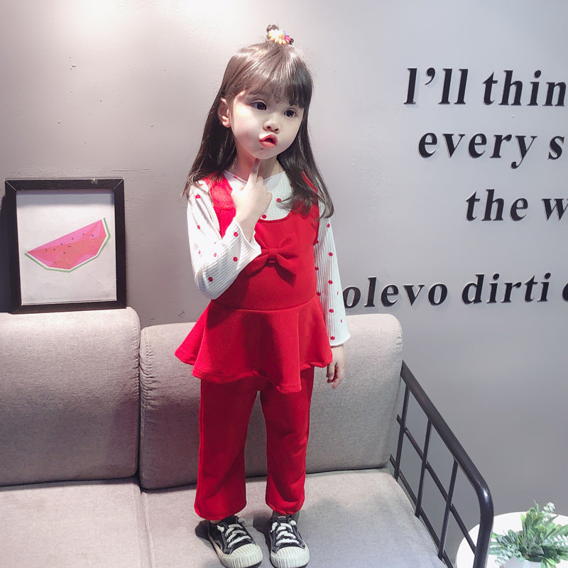 [340312] - Setelan 3 in 1 Blouse Celana Panjang Anak Perempuan - Motif Polkadot