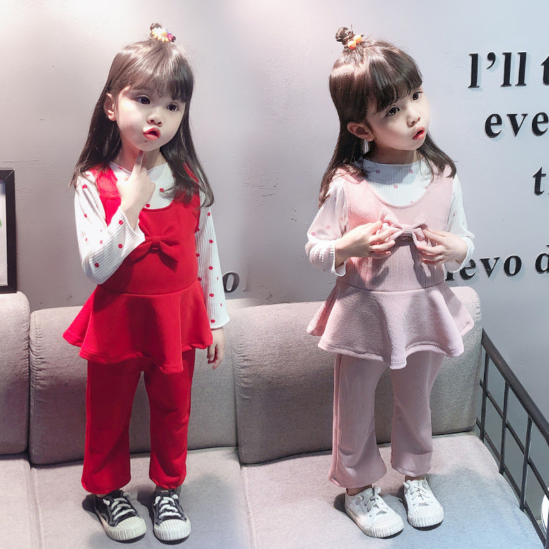 [340312] - Setelan 3 in 1 Blouse Celana Panjang Anak Perempuan - Motif Polkadot