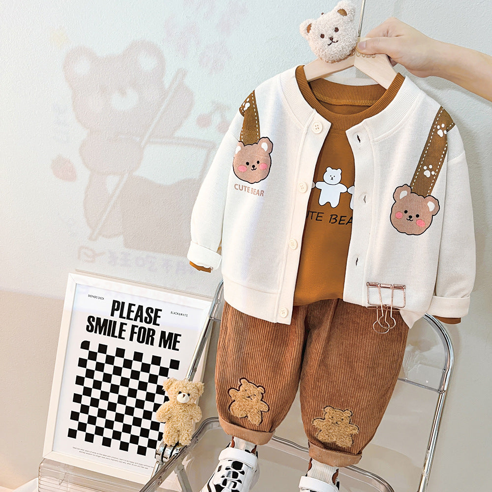 [340313] - Setelan 3 in 1 Kaos Jaket Celana Panjang Anak Cowok Cewek - Motif Bear