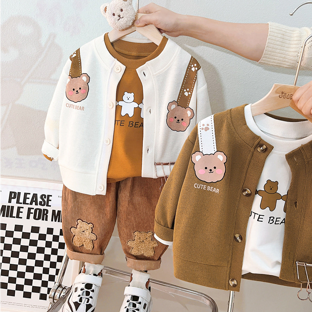 [340313] - Setelan 3 in 1 Kaos Jaket Celana Panjang Anak Cowok Cewek - Motif Bear