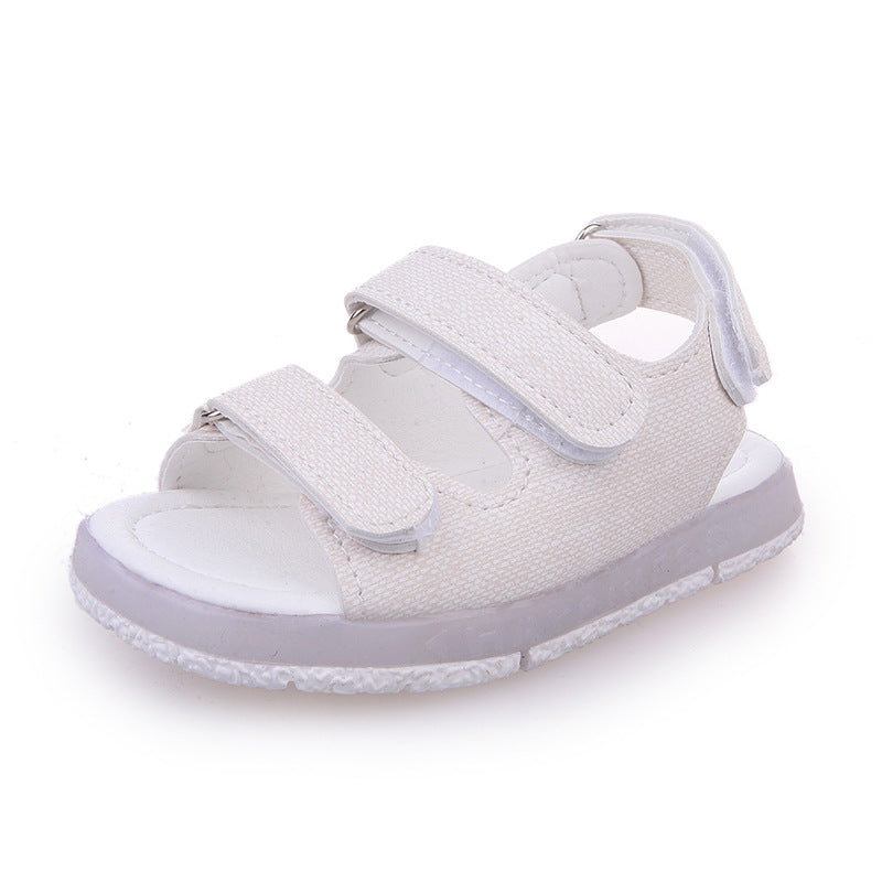 [343103-WHITE] - IMPORT Sepatu Sandal Lampu Anak Unisex - Motif Color Solid Adhesive