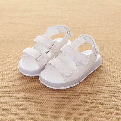 [343103-WHITE] - IMPORT Sepatu Sandal Lampu Anak Unisex - Motif Color Solid Adhesive