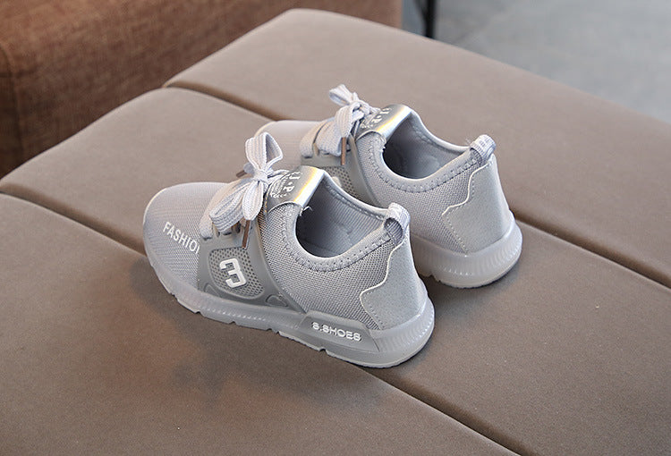 [343105-GRAY] - IMPORT Sepatu Light Sport Anak Unisex - Motif Strappy Road Shoes