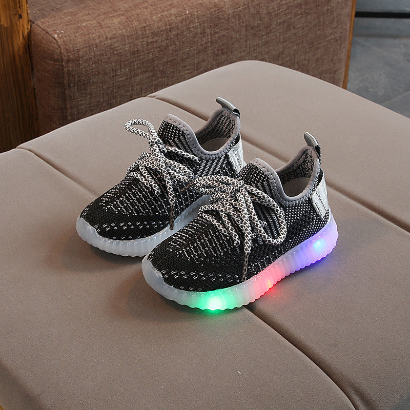 [343118-BLACK] - Sepatu Sneakers Light Anak Import - Motif Street Style