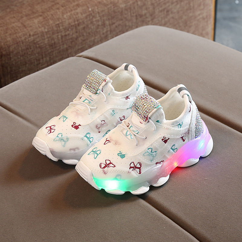[343128-WHITE] - Sepatu Lampu Anak / Sepatu Import - Motif Luminous Butterfly