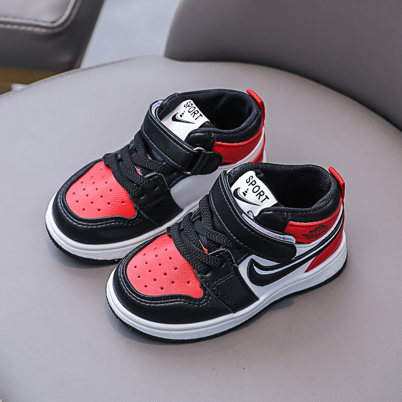 [343150-BLACK RED] - Sepatu Anak Trendi / Sepatu Boots Import - Motif Sport Style