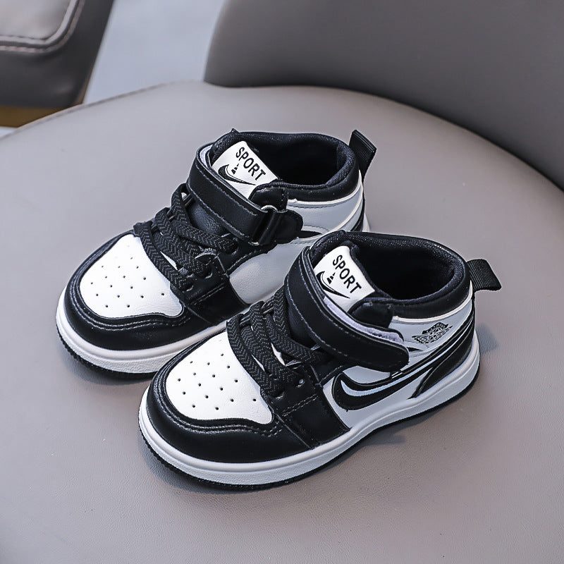 [343150-BLACK WHITE] - Sepatu Anak Trendi / Sepatu Boots Import - Motif Sport Style