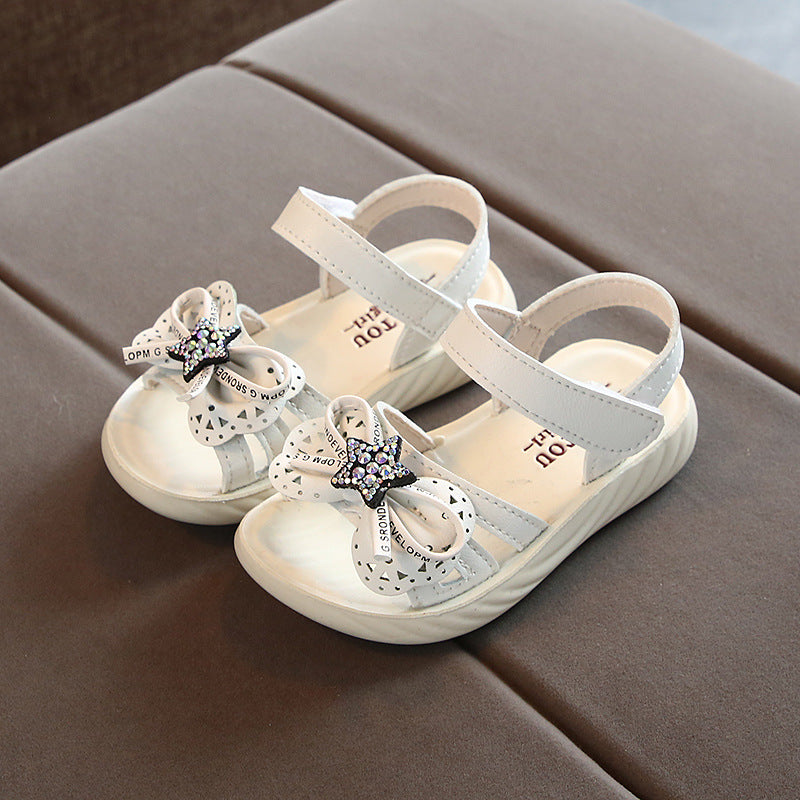 [343156-WHITE] - Sepatu Sandal Anak Import - Motif Ribbon Star
