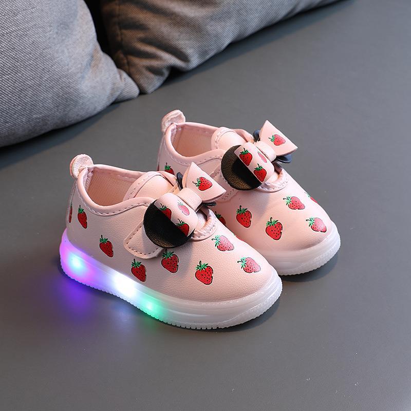 [343187] - Sepatu Lampu / Sepatu Fashion Stylish Anak Impoplppprt - Motif Strawberry Ribbon