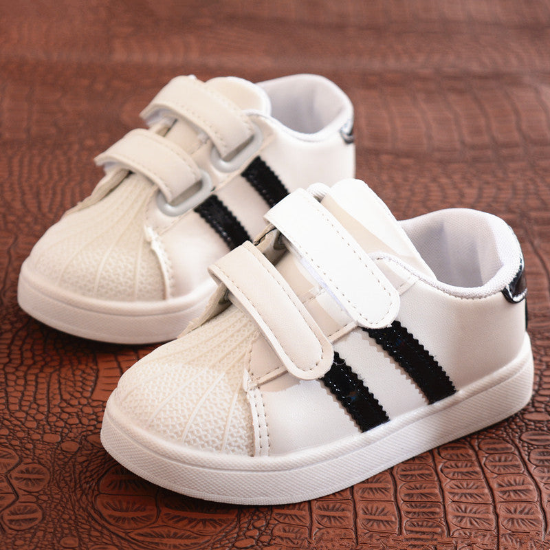 [343192] - Sepatu Kets Sneakers Perekat Kasual Import Anak Cowok - Motif Two Strip