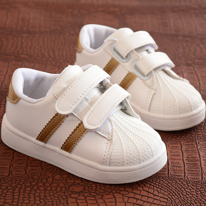 [343192] - Sepatu Kets Sneakers Perekat Kasual Import Anak Cowok - Motif Two Strip