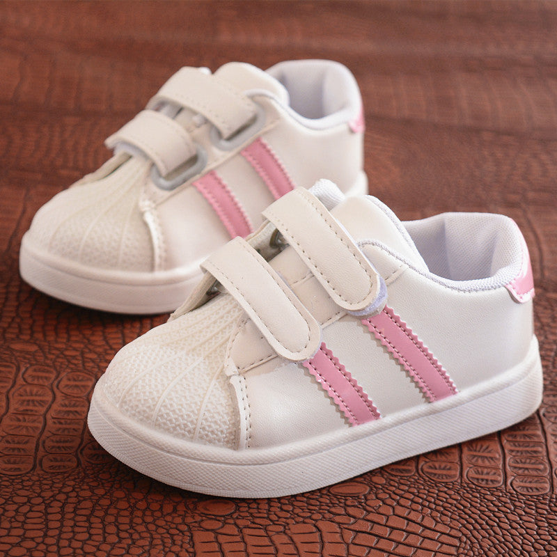 [343192] - Sepatu Kets Sneakers Perekat Kasual Import Anak Cowok - Motif Two Strip