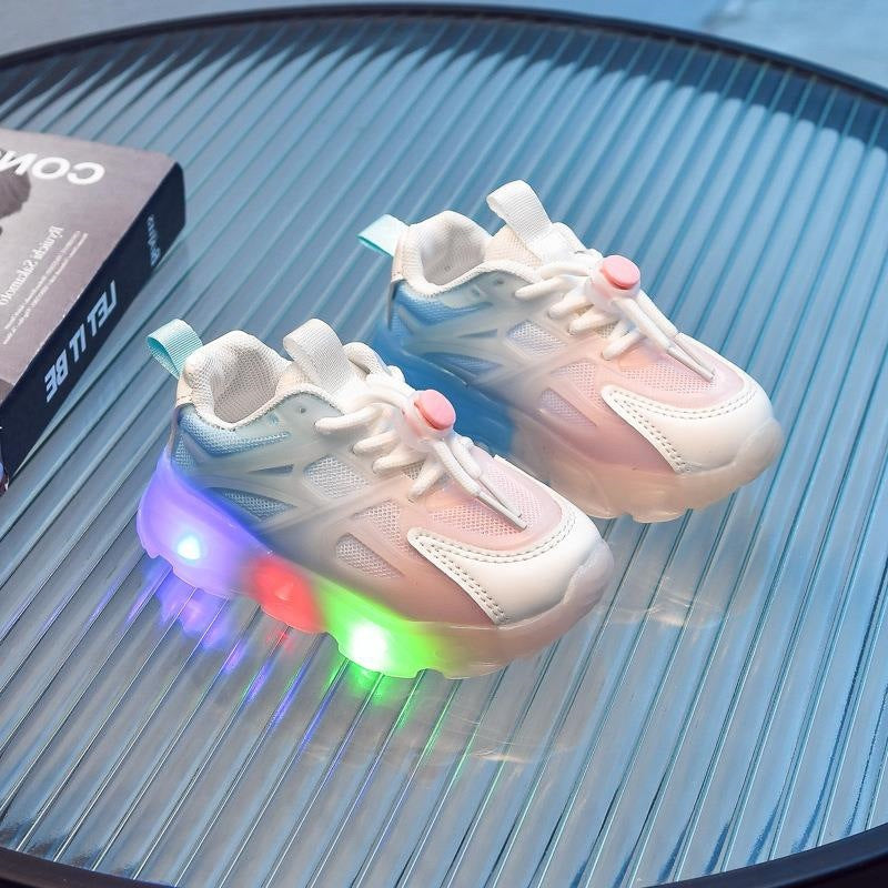 [343254] - Sepatu Lampu Tali LED Sneakers Import Anak Cowok Cewek - Motif Slippery Net