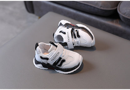 [343326] - Sepatu Kets Sneakers Import Lampu LED Anak Cowok - Motif Strip Net
