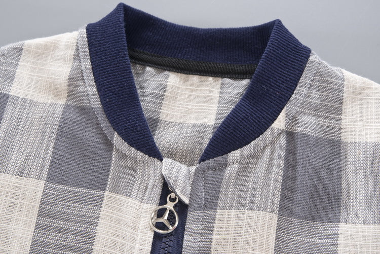 [345142-GRAY] - Setelan Anak 3 in 1 Casual Style / Setelan Anak - Motif Gingham Emoticon