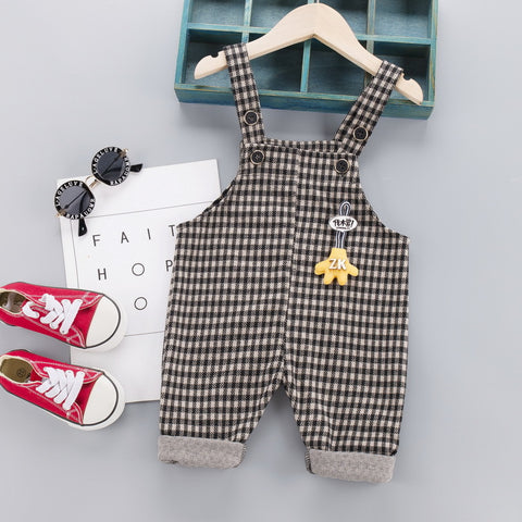 [345248-BEIGE] - Bawahan Anak / Celana Overall Anak - Motif Gingham Hand Hanger