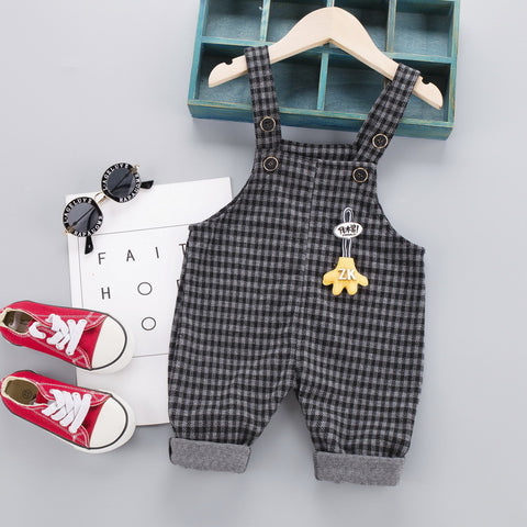 [345248-GRAY] - Bawahan Anak / Celana Overall - Motif Gingham Hand Hanger