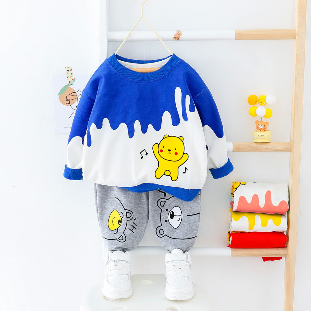 [345255-BLUE] - Setelan Sweater Fashion Anak - Motif Abstract Blotches