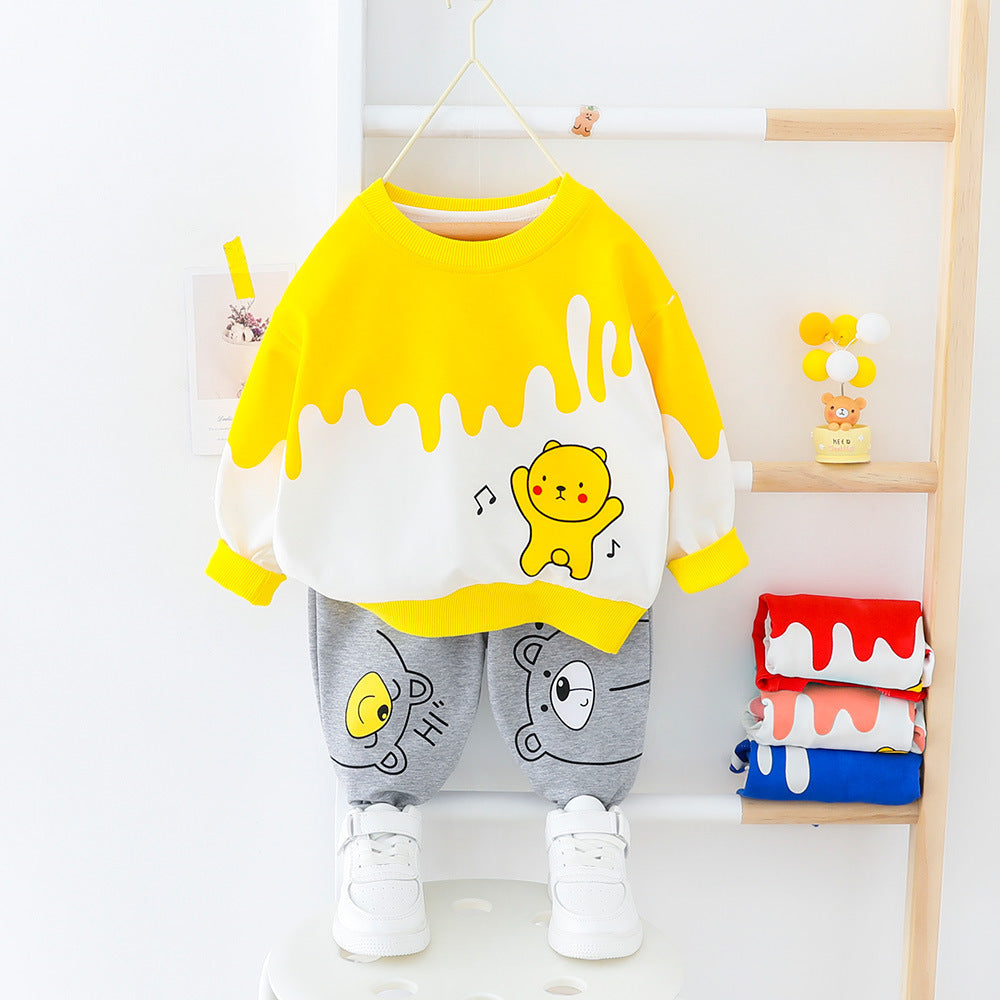 [345255-YELLOW] - Setelan Sweater Fashion Anak - Motif Abstract Blotches