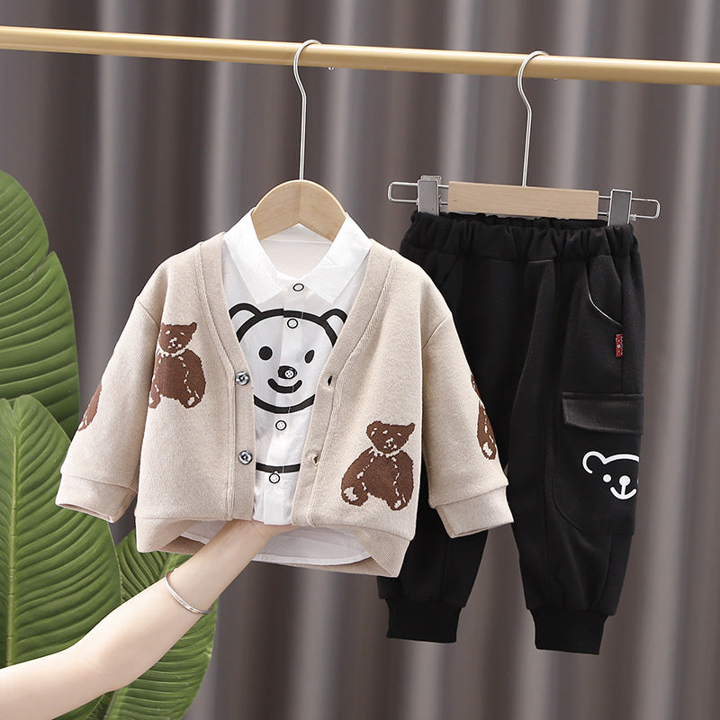 [345277] - Setelan Jaket Kemeja Anak 3 in 1 - Motif Fat Bear