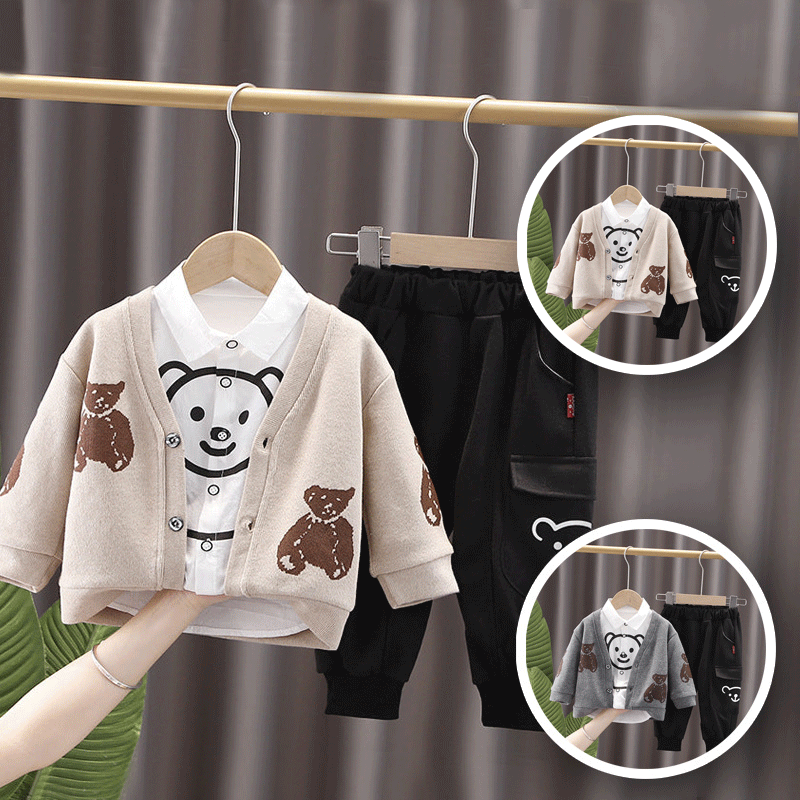 [345277] - Setelan Jaket Kemeja Anak 3 in 1 - Motif Fat Bear