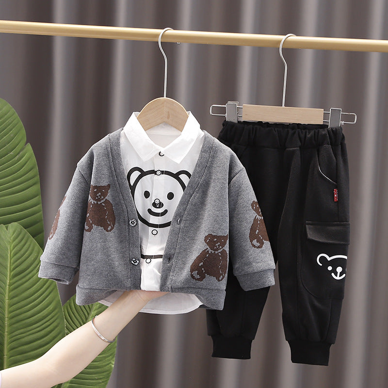 [345277] - Setelan Jaket Kemeja Anak 3 in 1 - Motif Fat Bear