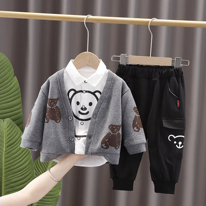 [345277] - Setelan Jaket Kemeja Anak 3 in 1 - Motif Fat Bear