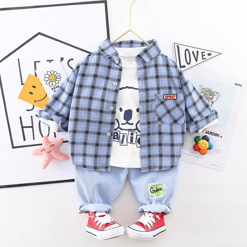 [345284] - Setelan Kemeja Anak 3 in 1 - Motif Gallion Bear