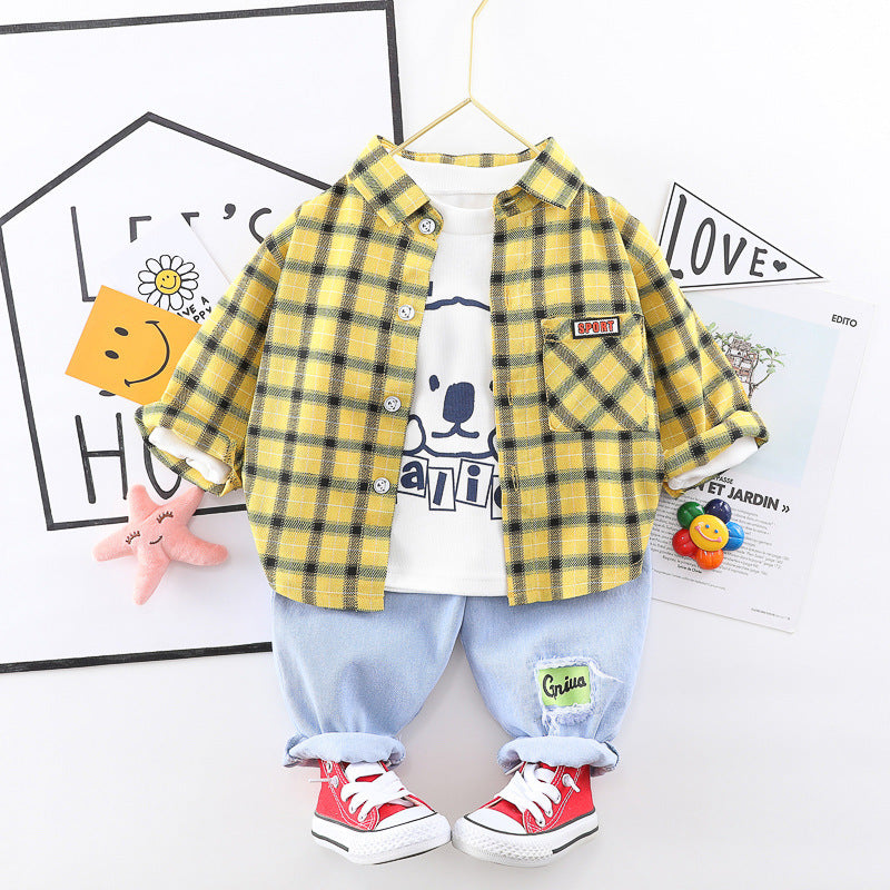 [345284] - Setelan Kemeja Anak 3 in 1 - Motif Gallion Bear