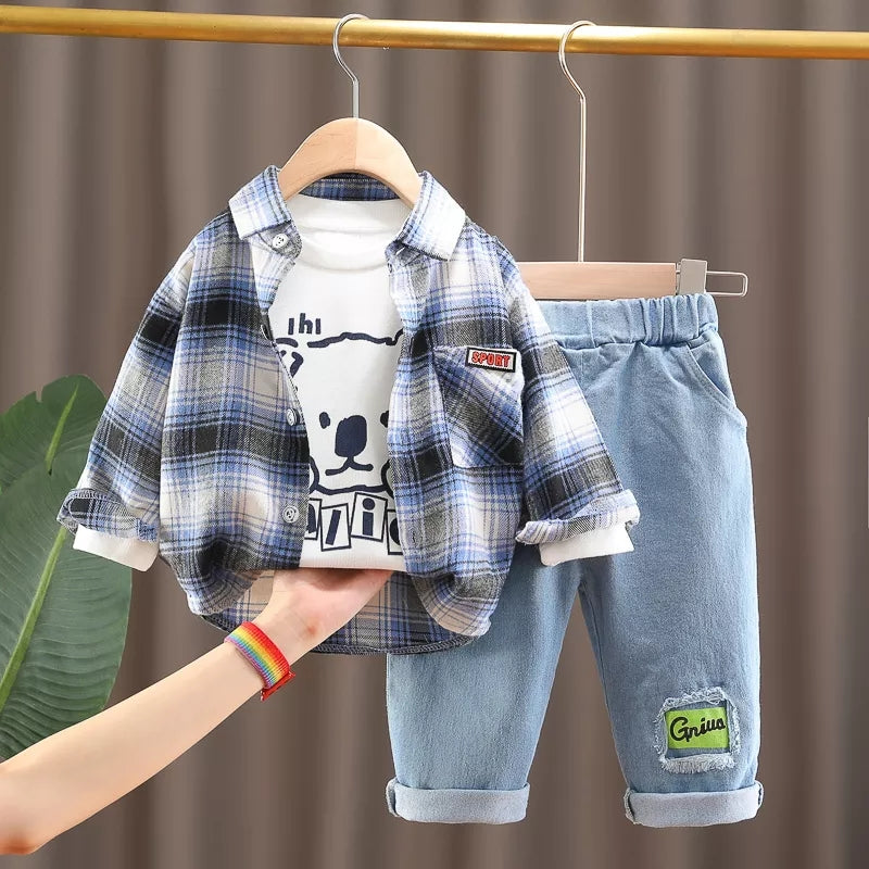 [345284] - Setelan Kemeja Anak 3 in 1 - Motif Gallion Bear
