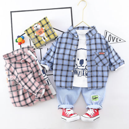 [345284] - Setelan Kemeja Anak 3 in 1 - Motif Gallion Bear