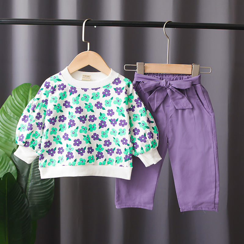 [345286] - Setelan Sweater Anak - Motif Leafy Flowers