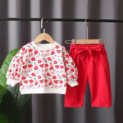 [345286] - Setelan Sweater Anak - Motif Leafy Flowers