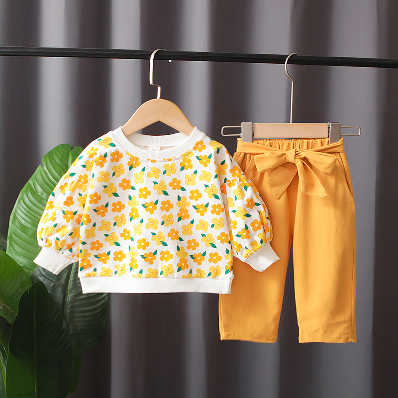 [345286] - Setelan Sweater Anak - Motif Leafy Flowers