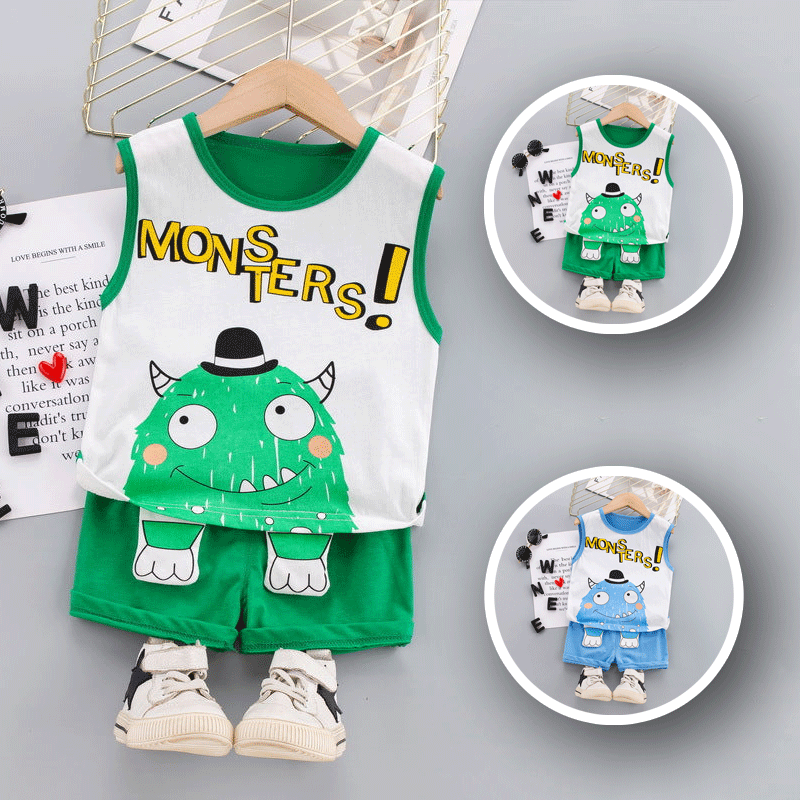 [345292] - Setelan 3D Homewear Kutung Anak - Motif Feather Monster