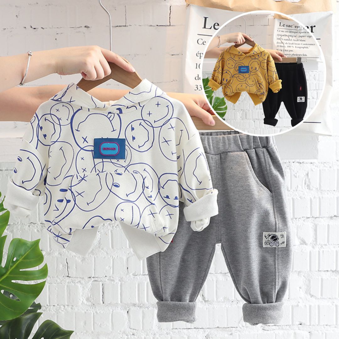 [345318] - Setelan Jaket Hoodie Celana Panjang Jogger Anak Laki-Laki - Motif Lots Emote