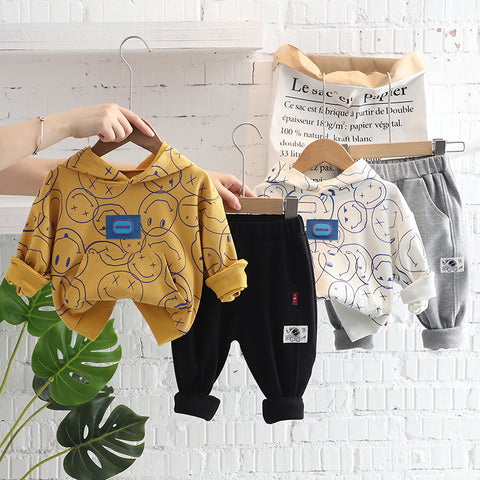 [345318] - Setelan Jaket Hoodie Celana Panjang Jogger Anak Laki-Laki - Motif Lots Emote