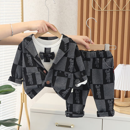 [345333] - Setelan 3 in 1 Jas Formal Celana Panjang Anak Laki-Laki - Motif Ribbon Square