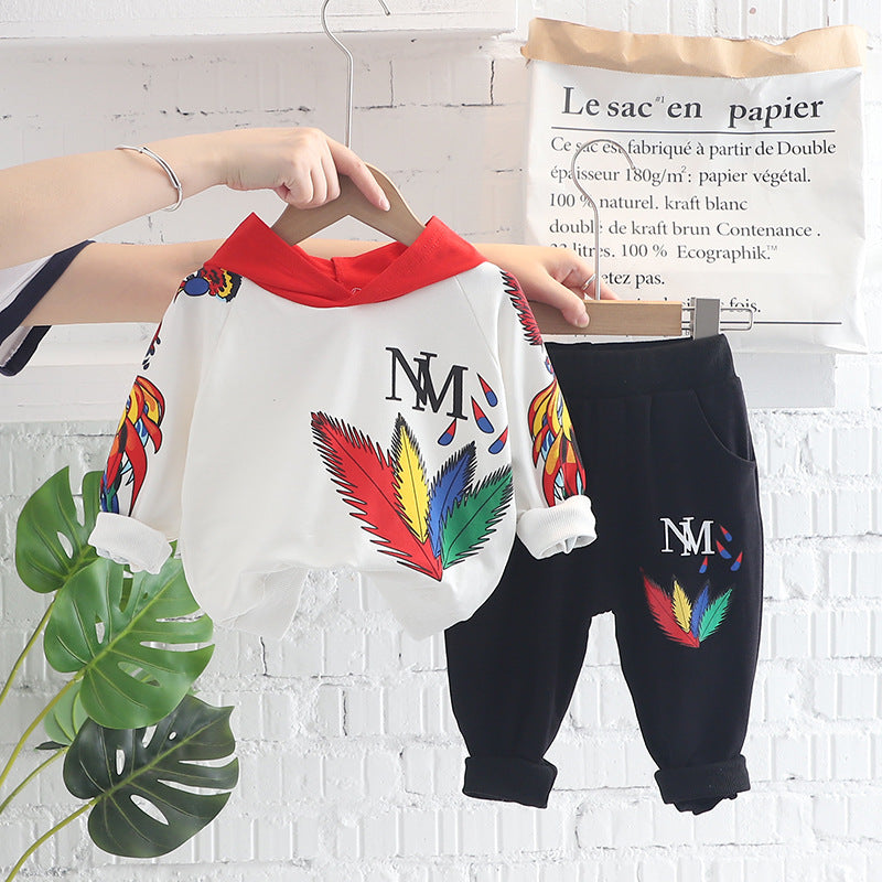 [345347] - Setelan Jaket Hoodie Celana Panjang Jogger Anak Laki-Laki - Motif Colorful Feather
