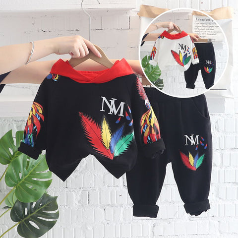 [345347] - Setelan Jaket Hoodie Celana Panjang Jogger Anak Laki-Laki - Motif Colorful Feather