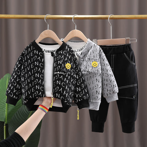 [345351] - Setelan 3 in 1 Jaket Resleting Celana Panjang Jogger Anak Laki-Laki - Motif Give Alphabet