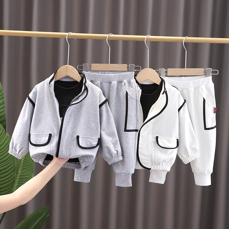 [345353] - Setelan 3 in 1 Jaket Turtleneck Celana Jogger Anak Laki-Laki - Motif Small Round