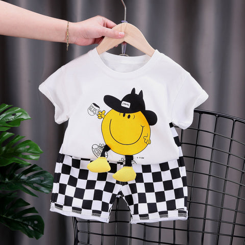 [345363] - Setelan Kaos 3D Celana Pendek Catur Anak Laki-Laki - Motif Let's Drink