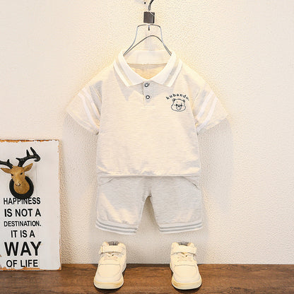 [345383] - Setelan Kaos Polo Kerah Celana Pendek Jogger Anak Laki-Laki - Motif Beast Line