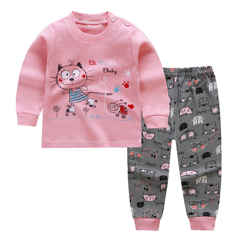 jual [351106-PINK] - Baju Tidur Anak / Piyama Anak / Setelan Tidur Anak - Motif Cute Cat Girl 