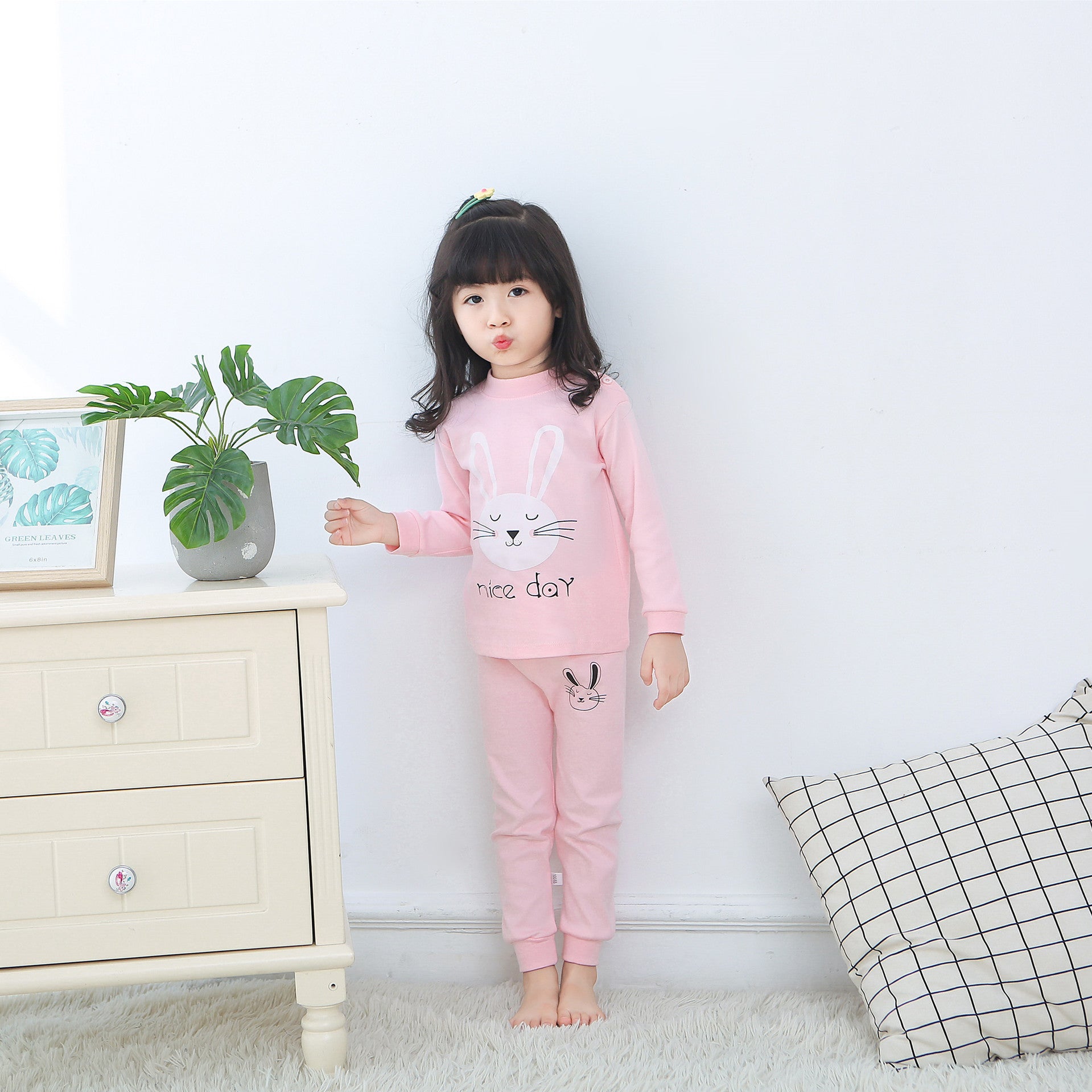 jual [351124] - Piyama Anak / Setelan Tidur Anak / Baju Tidur Anak - Motif Pink Rabbit 