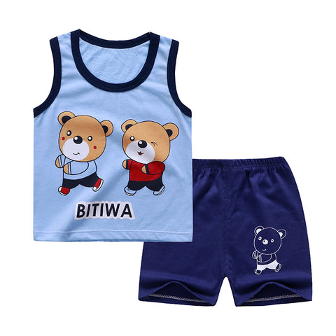 [351138] - Setelan Tanpa Lengan Anak - Motif Bear Couple